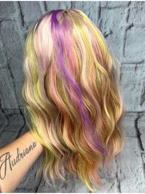 Luxury synthetic lace front multi-Color Pastel Blonde wig